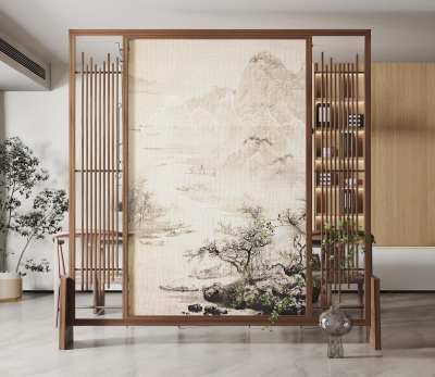 新中式屏风3D模型下载